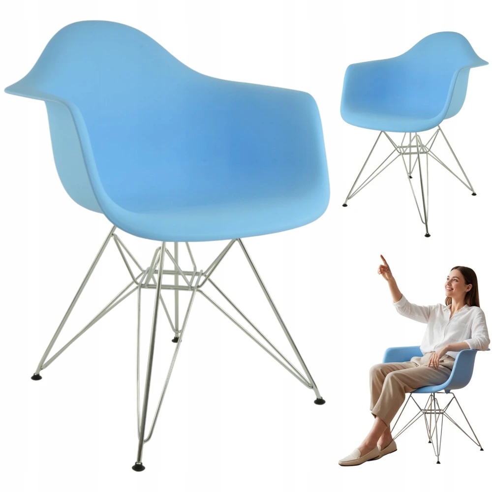 Dankor Design DAR kėdė, mėlynas chromas, žavinga, palėpė, moderni svetainė, virtuvė, fotelis