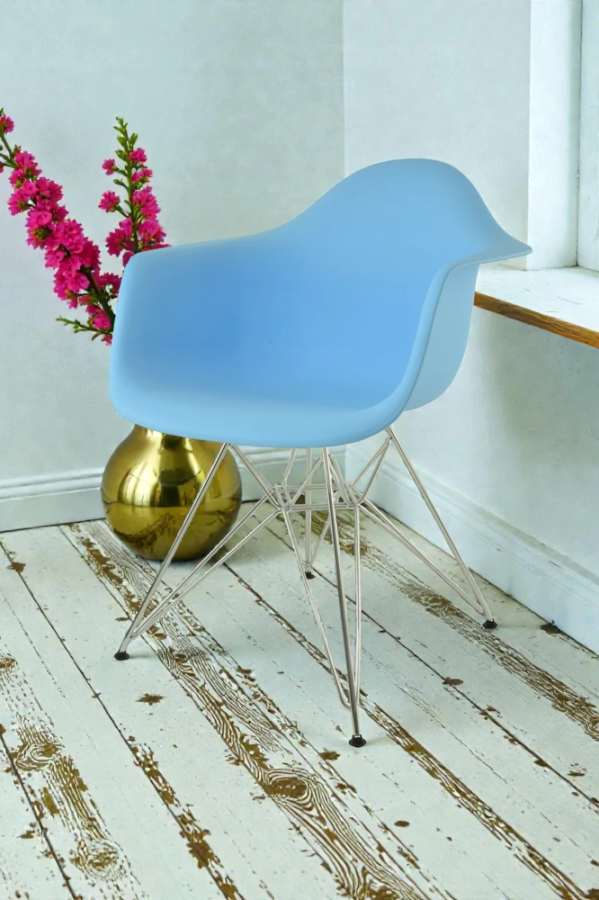 Dankor Design DAR kėdė, mėlynas chromas, žavinga, palėpė, moderni svetainė, virtuvė, fotelis