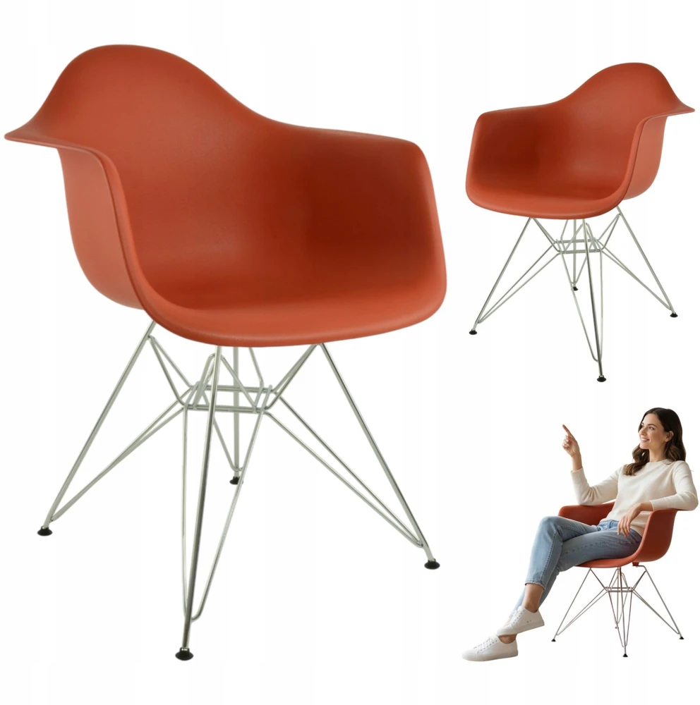 Dankor Design DAR kėdė, oranžinė, chromas, žavinga, palėpė, moderni svetainė, virtuvė, fotelis