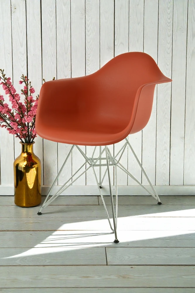 Dankor Design DAR kėdė, oranžinė, chromas, žavinga, palėpė, moderni svetainė, virtuvė, fotelis
