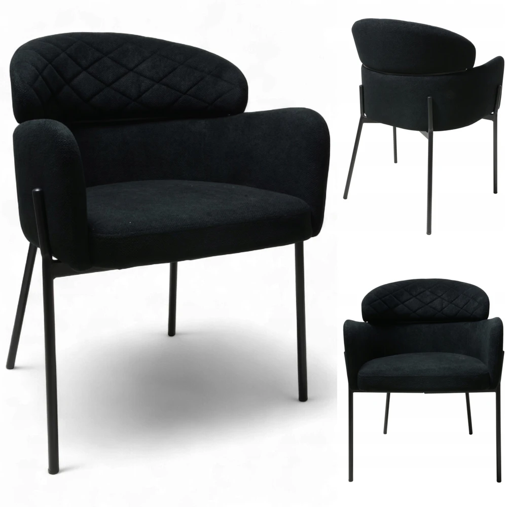 Dankor Design Detroit Juodas Curio fotelis Modernus fotelis Svetainė Virtuvė Loft Glamour HIT