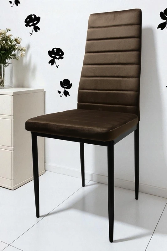 Dankor Design Firminė KĖDĖ, apmušta rudu aksomu dygsniuota virtuvė, svetainė valgomasis