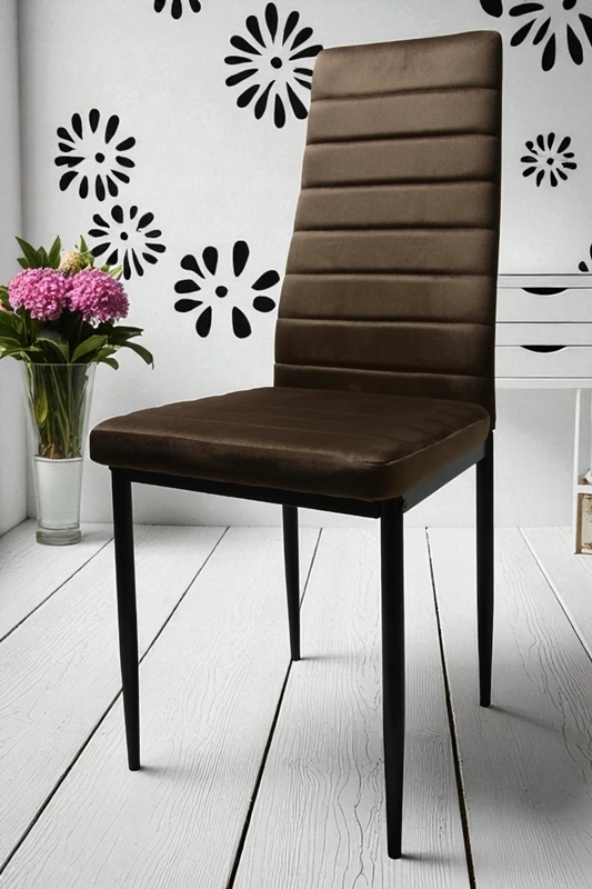 Dankor Design Firminė KĖDĖ, apmušta rudu aksomu dygsniuota virtuvė, svetainė valgomasis