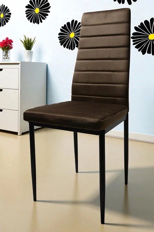 Dankor Design Firminė KĖDĖ, apmušta rudu aksomu dygsniuota virtuvė, svetainė valgomasis