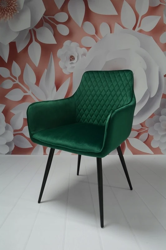 Dankor Design Lisbon fotelis, buteliukas žalias aksomas, juodos kojos