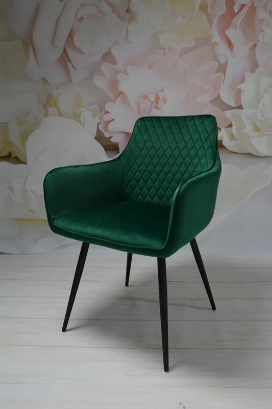 Dankor Design Lisbon fotelis, buteliukas žalias aksomas, juodos kojos