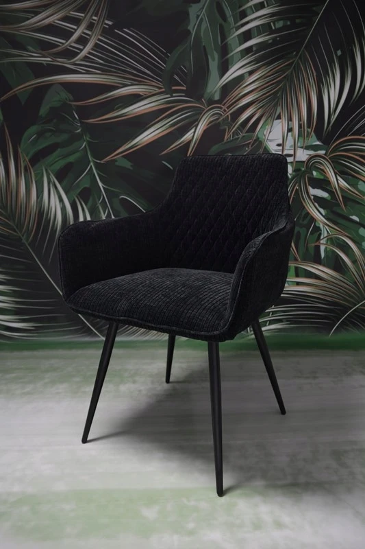 Dankor Design Lisbon fotelis, juodas velvetas, juodos kojos