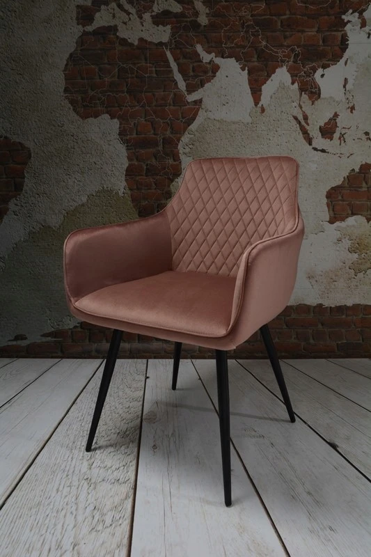 Dankor Design Lisbon fotelis, purvinas rožinis aksomas, juodos kojos