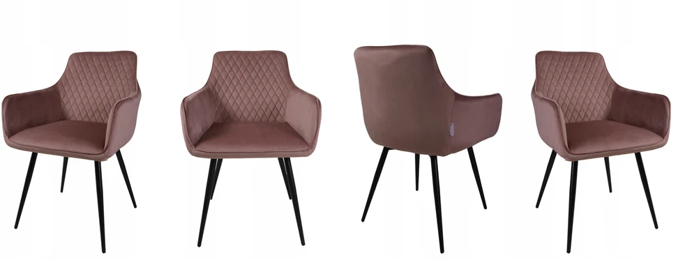 Dankor Design Lisbon fotelis, purvinas rožinis aksomas, juodos kojos
