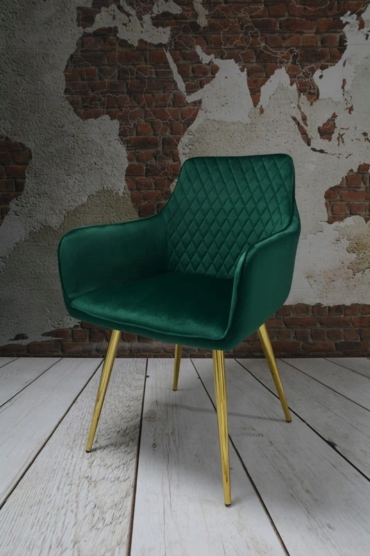 Dankor Design Lizbona fotelis, butelių žalumo, auksinės chromuotos kojos