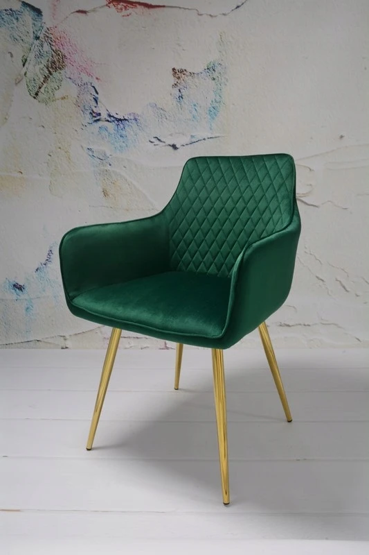 Dankor Design Lizbona fotelis, butelių žalumo, auksinės chromuotos kojos