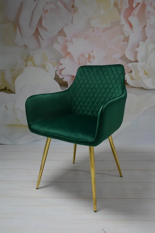 Dankor Design Lizbona fotelis, butelių žalumo, auksinės chromuotos kojos