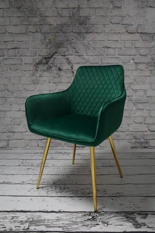 Dankor Design Lizbona fotelis, butelių žalumo, auksinės chromuotos kojos