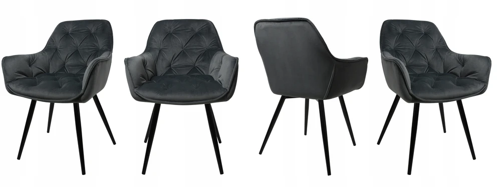 Dankor Design Minkštas, dygsniuotas fotelis SVETAINEI, VALGOMAI, VELIURAS, PILKAS, ARTE