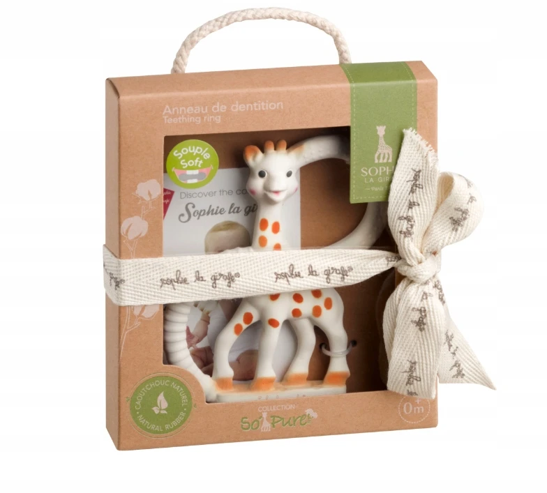 Dantų dygimo žaislas, sensorinė Sophie La Girafe, smėlio spalvos guma, ŽIRAFĖ