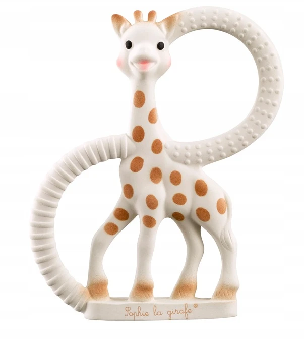 Dantų dygimo žaislas, sensorinė Sophie La Girafe, smėlio spalvos guma, ŽIRAFĖ