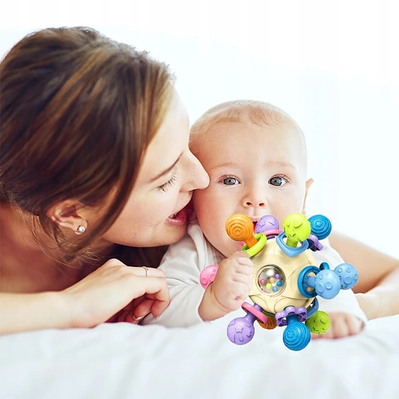Dantys Montessori sensorinis žaislas Antistresinis barškutis vaikams