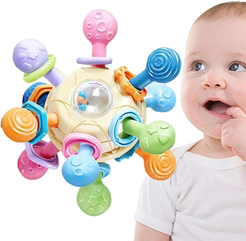 Dantys Montessori sensorinis žaislas Antistresinis barškutis vaikams
