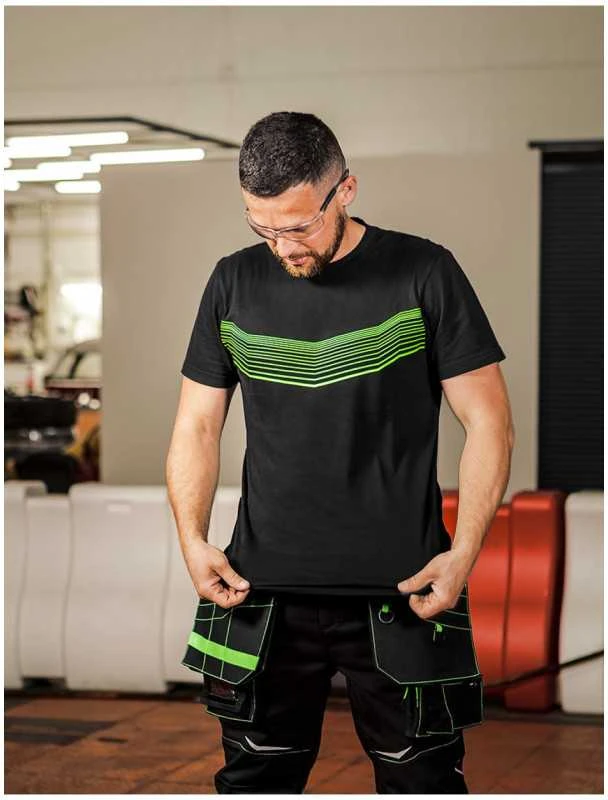 Darbiniai marškinėliai NEO Premium PRO XL, juodi su neonine žalia spauda