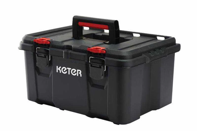 Dėžė Keter STACK N ROLL, juoda/raudona