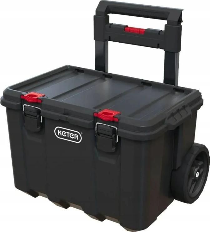 Dėžė Keter STACK N ROLL, juoda/raudona