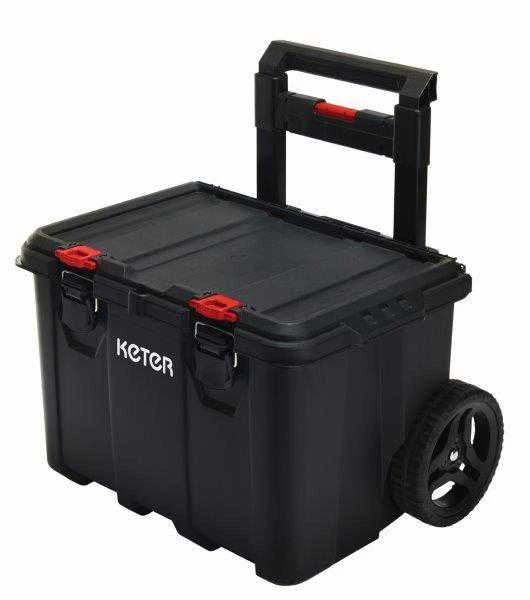 Dėžė Keter STACK N ROLL, juoda/raudona