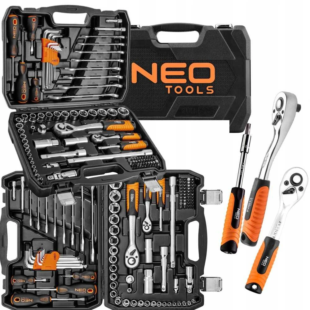 Neo Tools Darbo įrankių ir priedų rinkinys NEO, 1/2", 1/4", 100 vnt.
