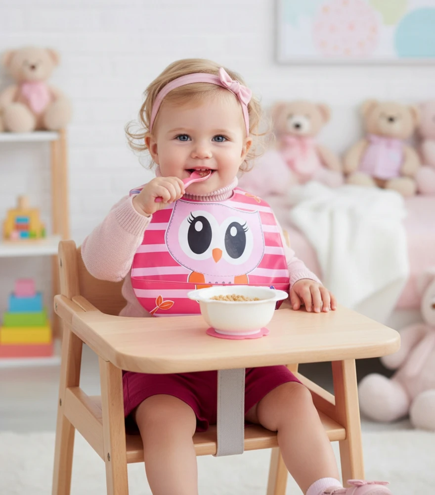 Dartomik 3 pakuotės CLEARANCE BIBS mergaitei su VELCRO POCKET BPA FREE raštais