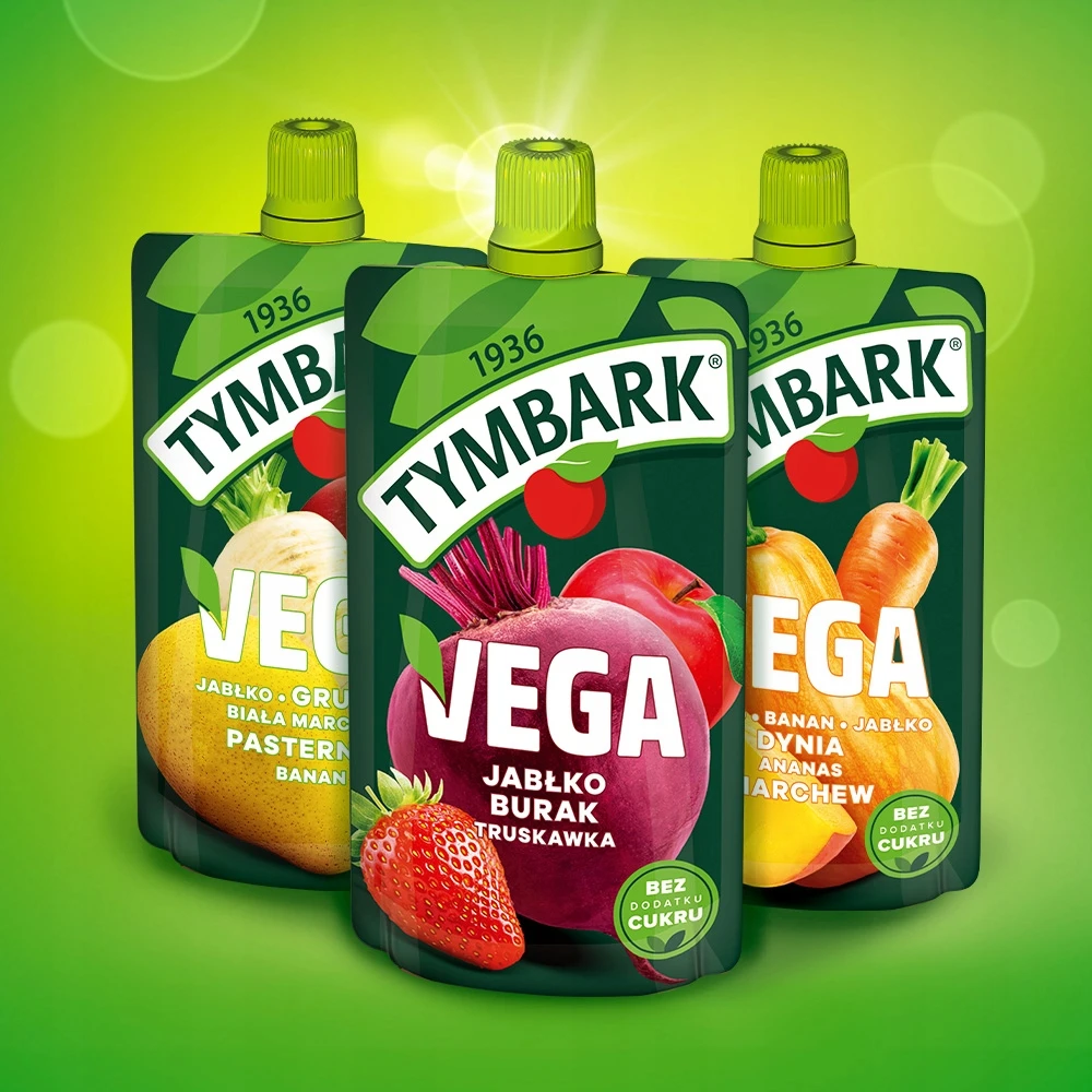 Daržovių putėsiai vaisiai Tymbark Vega obuoliniai burokėliai braškės 12x 100g