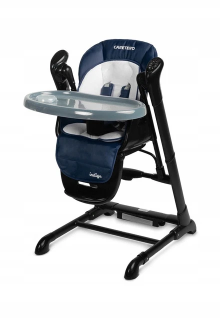 Caretero Maitinimo kėdutė - kūdikio sūpynės Indigo 2in1, juoda/tamsiai mėlyna