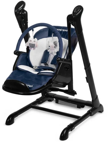 Caretero Maitinimo kėdutė - kūdikio sūpynės Indigo 2in1, juoda/tamsiai mėlyna