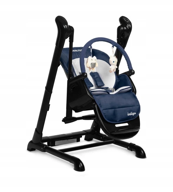 Caretero Maitinimo kėdutė - kūdikio sūpynės Indigo 2in1, juoda/tamsiai mėlyna