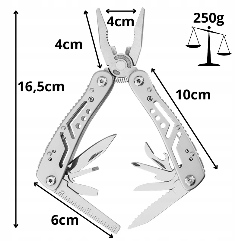 Daugiafunkcinis įrankis Multitool Juodas Ant 13 funkcijų Dominator Urban Combat, juodas