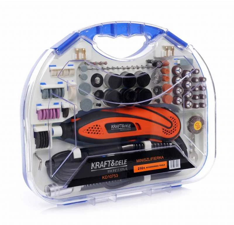Kraftdele KRAFT DELE Mini šlifuoklis - gręžtuvas Kraft&amp;Dele 270W + 210 dalių priedai - KD10753