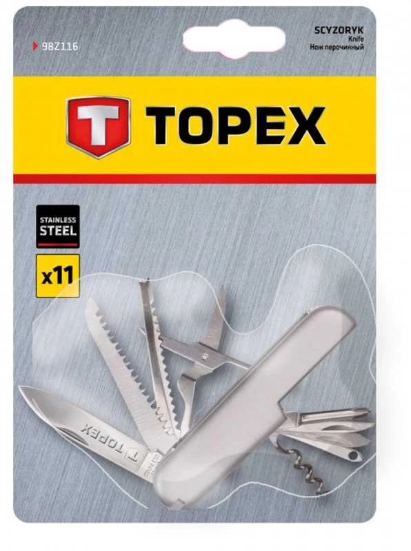 Topex Kišeninis peilis, 11 funkcijų, nerūdijantis plienas