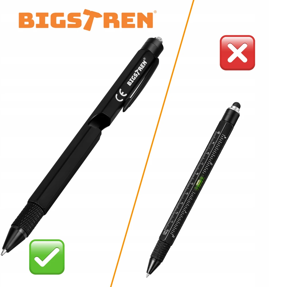 Bigstren Multifunctional pen - juodas 9-in-1 Bigstreen