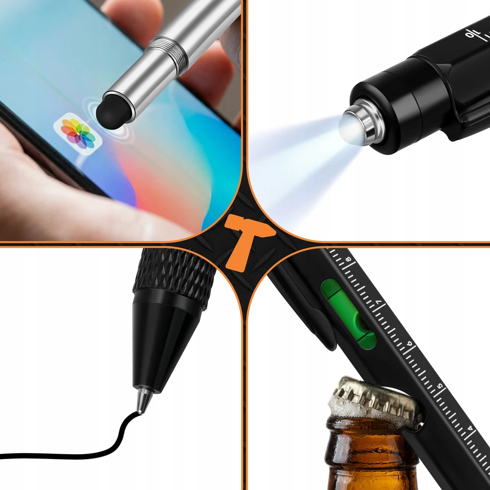 Bigstren Multifunctional pen - juodas 9-in-1 Bigstreen