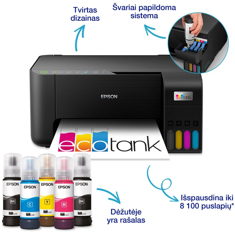 Spausdintuvas Epson EcoTank L3250, Akcija/Cashback 50 eur.