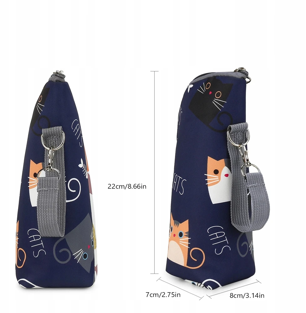 Daugiafunkcis terminio pieno butelio maišelis, terminio vandens butelio maišelis, animacinio filmo raštas, mėlyna spalva