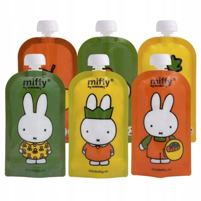 Daugkartiniai maišeliai tyrei ir putėsiams 6x100 ml Miffy Didobaby BLW