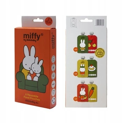 Daugkartiniai maišeliai tyrei ir putėsiams 6x100 ml Miffy Didobaby BLW