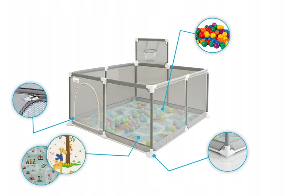 daza kids BABY PEN 126x126 KŪdikių KREPŠINIO KREPŠELIS MINKŠTI KILMĖLIAI