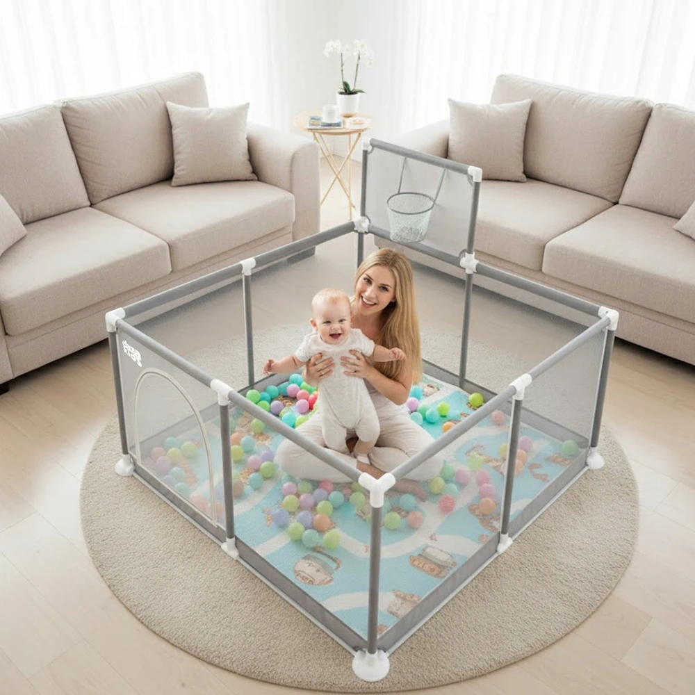 daza kids BABY PEN 126x126 KŪdikių KREPŠINIO KREPŠELIS MINKŠTI KILMĖLIAI