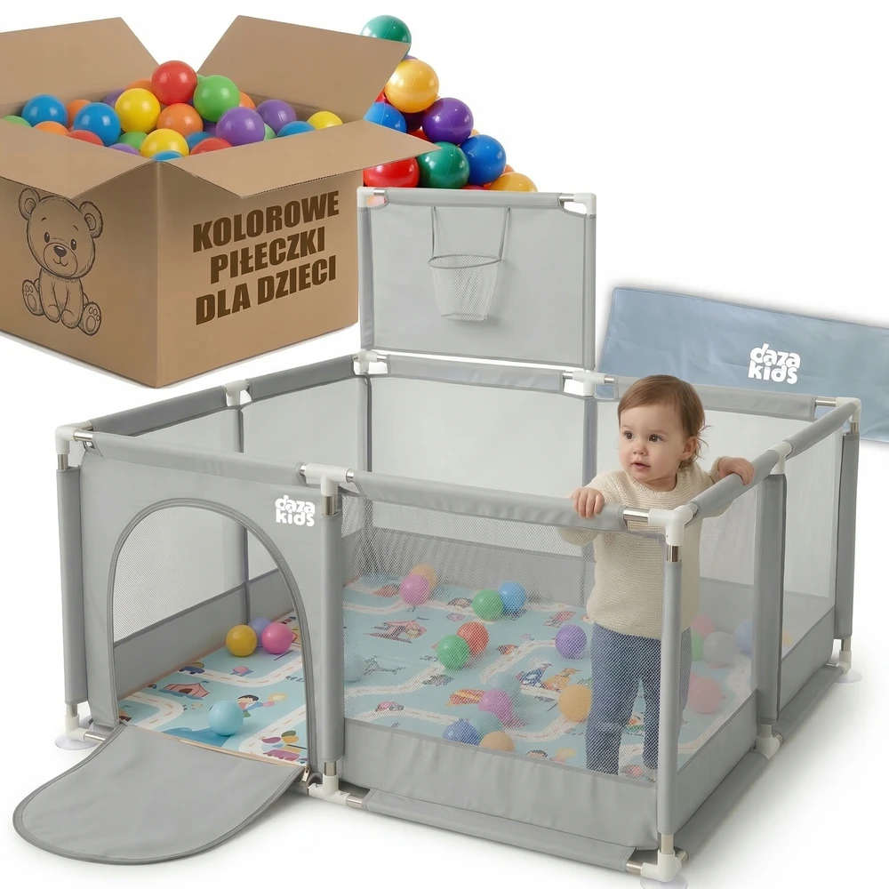 daza kids BABY PEN 126x126 KŪdikių KREPŠINIO KREPŠELIS MINKŠTI KILMĖLIAI