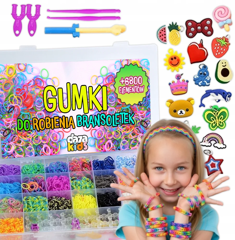 Daza Kids GUMĖS APYRANKĖMS GAMINT DIDELIS XXL 6800 ELEMENTŲ RINKINYS VAIKAMS