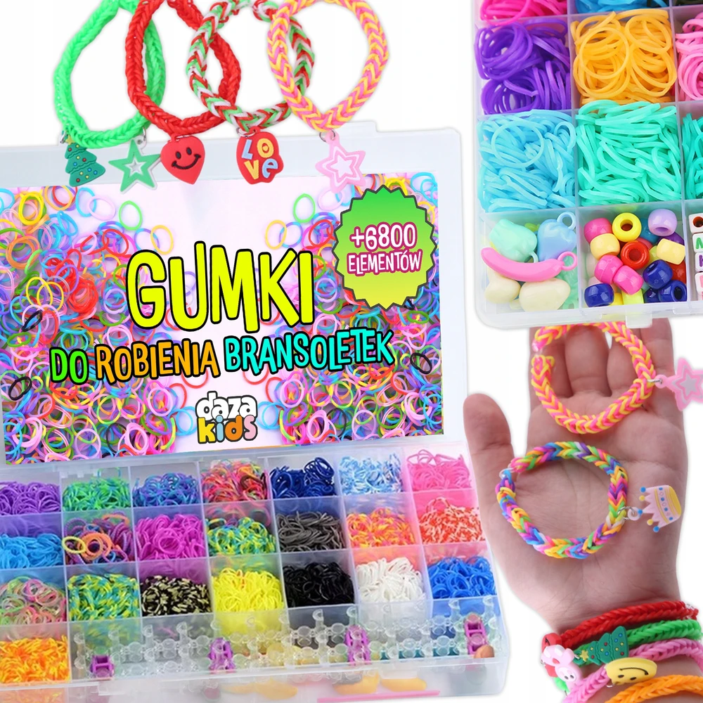 Daza Kids GUMĖS APYRANKĖMS GAMINT DIDELIS XXL 6800 ELEMENTŲ RINKINYS VAIKAMS