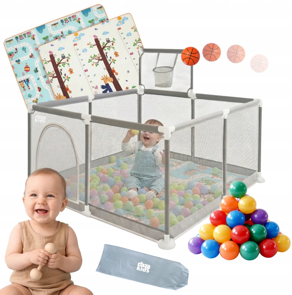 Daza Kids KOJEC DLA DZIECKA NIEMOWLĄT 126x126 KREPŠYS SUCHY BASEN MATA KOSZYKÓWKA PIŁKI
