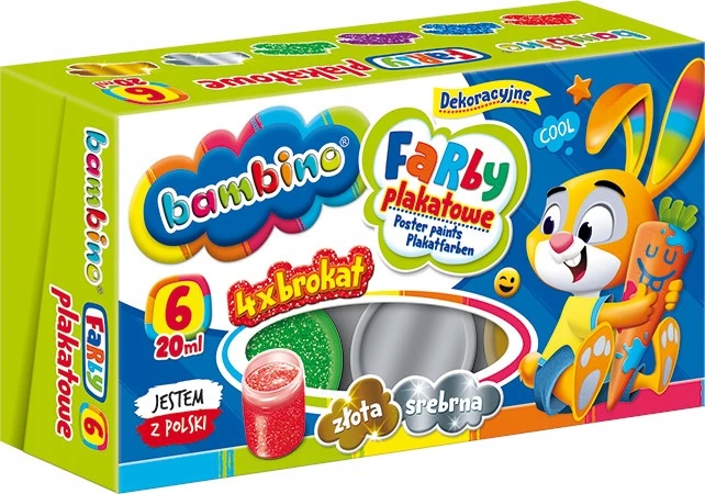 Dažai Bambino, 6 spalvos