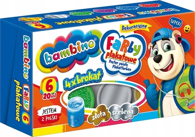 Dažai Bambino, 6 spalvos