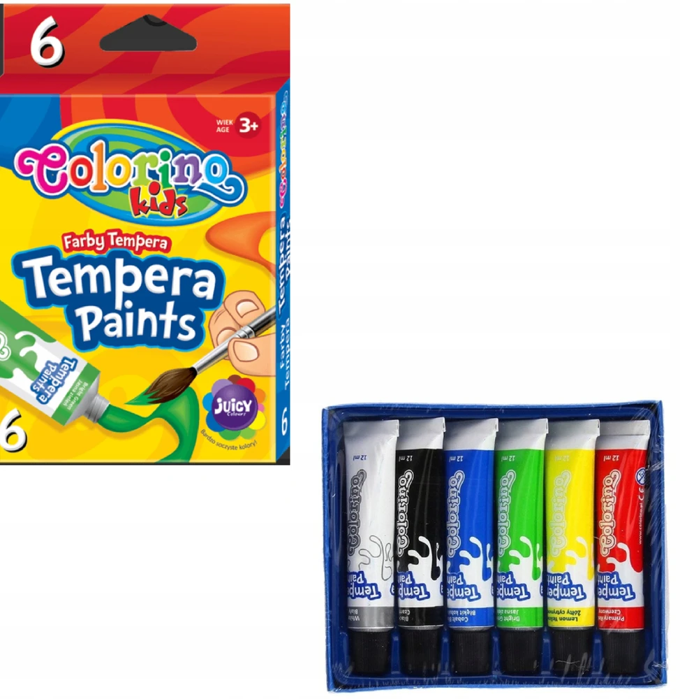Dažai Colorino Tempera Paint, 6 spalvos, 12 ml
